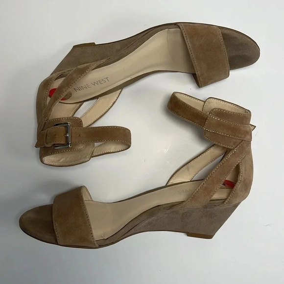Nine West Ventana Ankle Strap Sand Demi Wedge Sandals Women's Size 6 - Picture 5 of 8